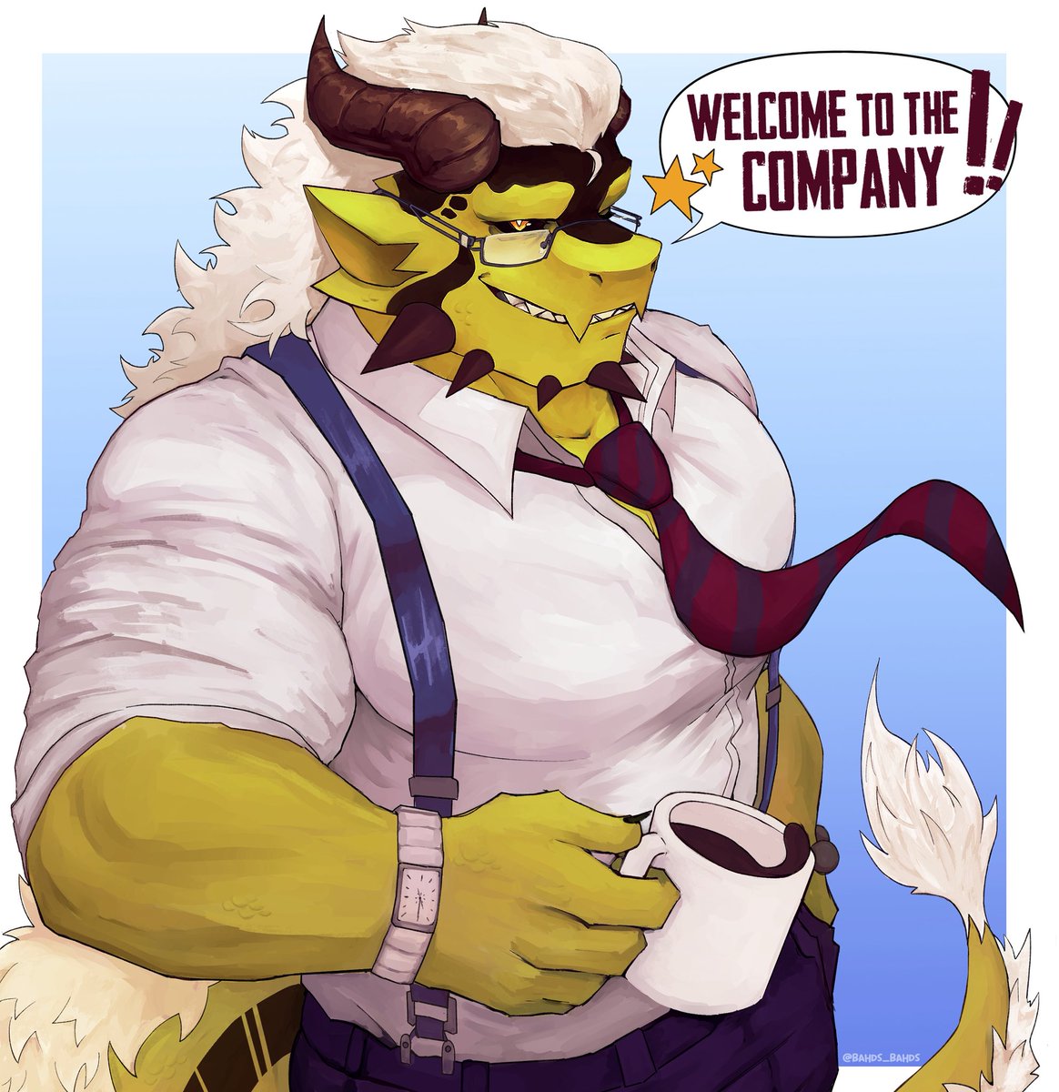 ItzzR3x's tweet photo. 👔 Hey rook‼️Let’s finish this paperwork so we can get out of here 📝

Work hard and we can get some ramen afterwards~~

Don’t worry I’m buying, but let’s lay off the drinks, last week you got a lil too Handsy…😅

🐉🍜🍻
Art by: @bahds_bahds ‼️
Thanks so much for your hard work and can’t wait to work with ya in the future‼️