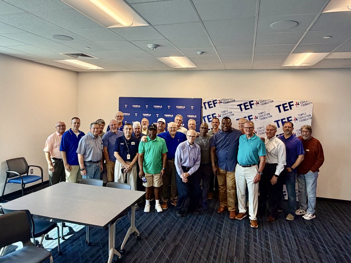 TempleISD's tweet photo. A special celebration honoring Coach McQueen’s endowed scholarship with the Temple Education Foundation brought together so many former players, coaches, and friends to celebrate his incredible legacy. It was amazing to see generations come together to honor a coach who has impacted so many lives. We love you, Coach McQueen! 💙 #TempleISDproud