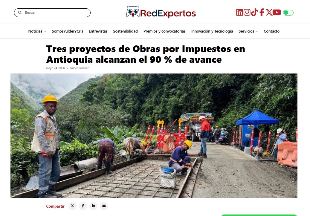 RedexpertosCyS's tweet photo. Tres proyectos de Obras por Impuestos en Antioquia liderados por siete empresas alcanzan el 90 % de avance @Grupo_Argos 

#SomosYulderYCris #RedExpertos #Sostenibilidad #ConsejoSostenible https://t.co/LtNUy6sVK8