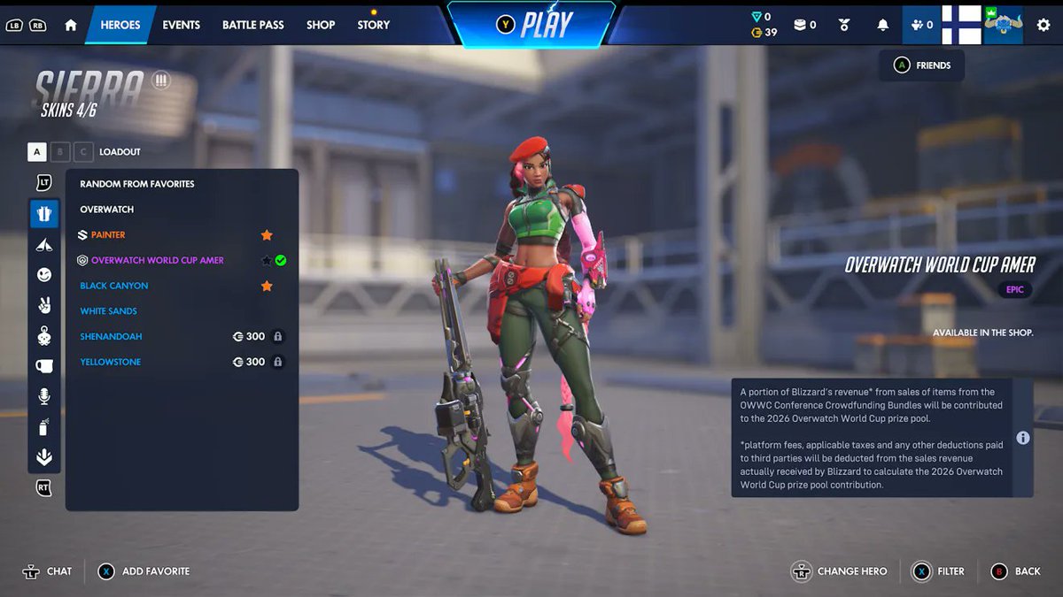 KiddReference's tweet photo. So @PlayOverwatch i bought the OWWC skin for Sierra and after playing a couple matches AND closing the game then returning hours later it still shows up as the default?? Please do something. https://t.co/9XPzGITNWA