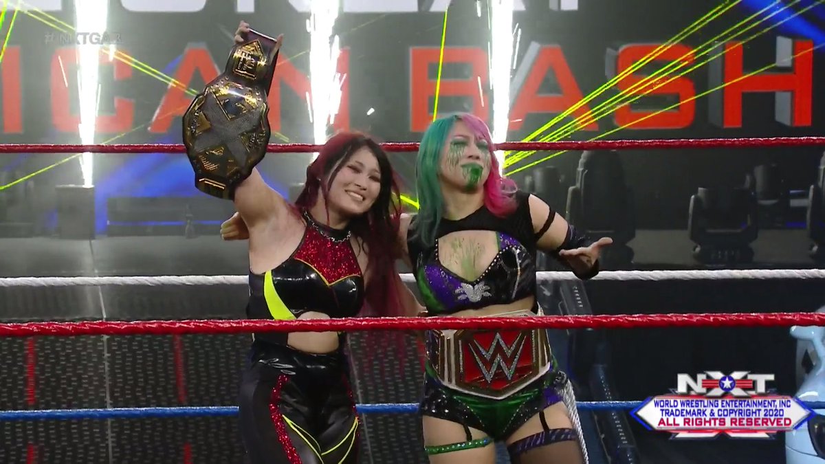 TravisJonesWWE's tweet photo. #ShiraiIo-sama - The @WWENXT #WomensChampion & The #WWERAW WomensChampion @WWEAsuka-nee-sama are 2 of the most dominant @WWE/#WWENXT Women #Superstars who doesn't fear any opponents who's foolish enough to cross them.
#TeamIyo/#TeamIo.#TeamAsuka.#アベマでWWE #NXTGAB @WWEJapan https://t.co/WkOpjaCMdE