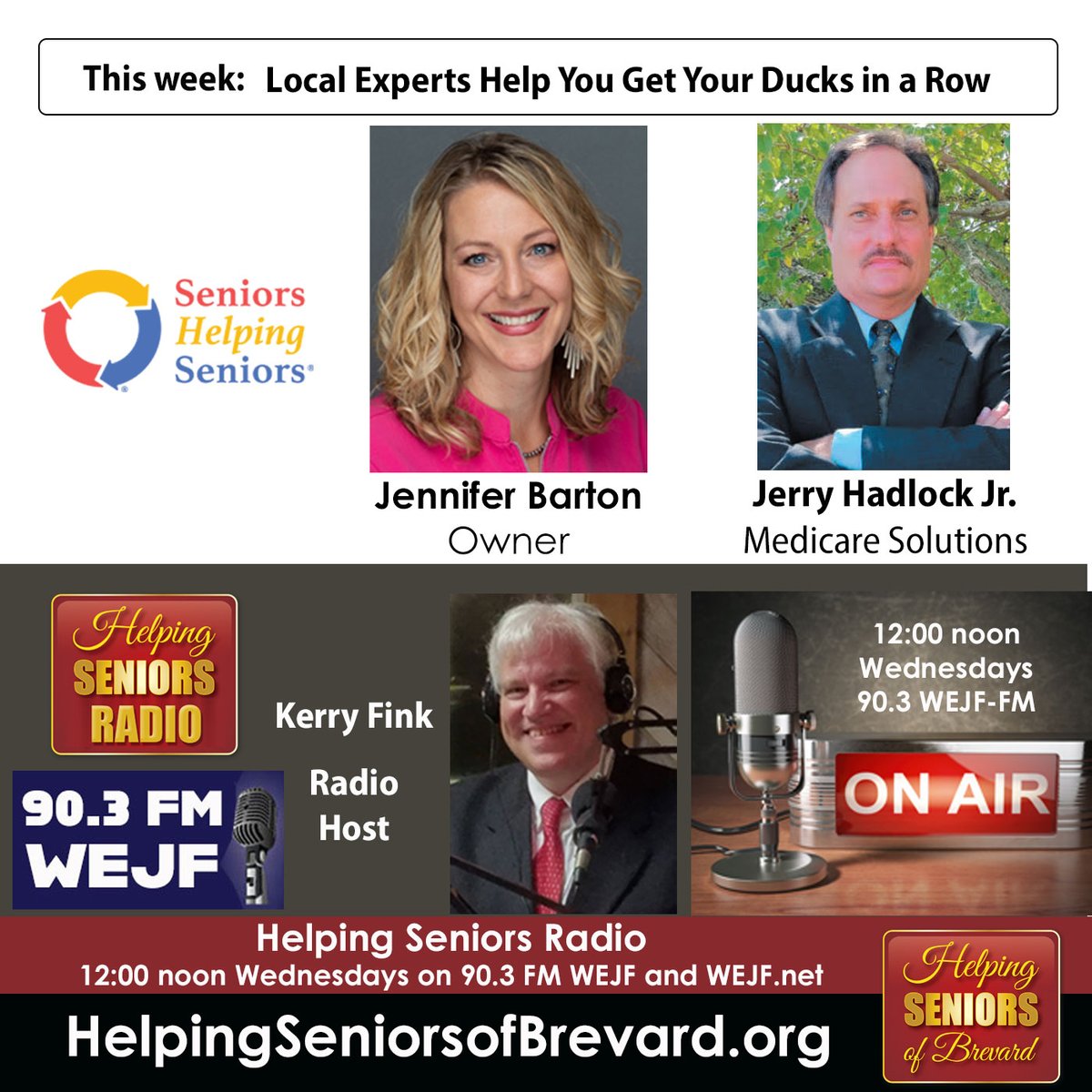 HelpingSenior's tweet photo. Join us for @HelpingSenior Radio 12 noon Wednesdays at 90.3 WEJF-FM on-the-air and https://t.co/GjLohu8r00 online! https://t.co/D7nyV8DVv6