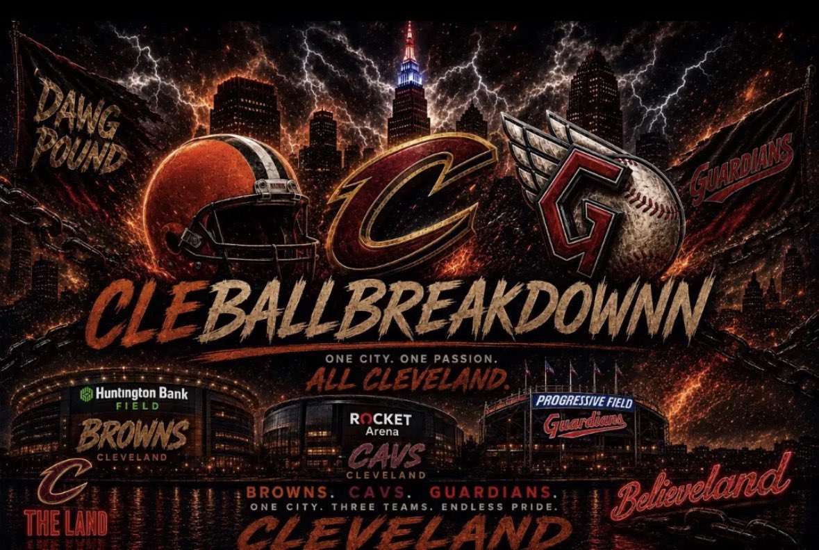 cleballbreakdow's tweet photo. Posting Daily Content over on my TikTok @cleballbreakdownn All sports content! Specially focused on, Cavs, Browns, Guardians, Ohio State, and Kent state! Graphic made by @SloshedHQ ! Can’t wait to talk ball with all of you! https://t.co/t0PVnuEP8r