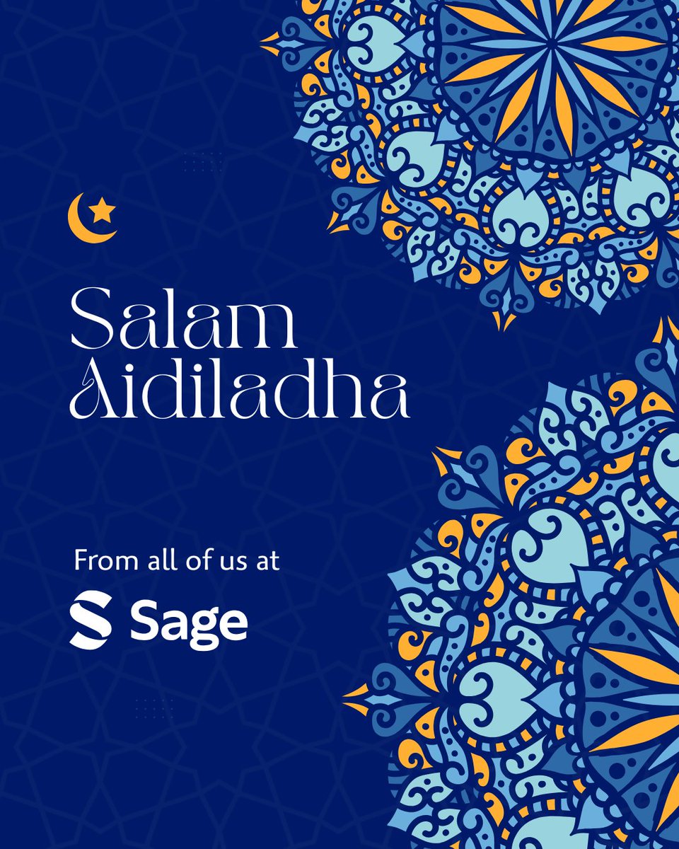 Sage_APAC's tweet photo. Wishing all who celebrate a joyful and blessed Eid al-Adha — Salam Aidiladha ✨

#SageCelebrates #EidAlAdha #SalamAidiladha #HariRayaHaji https://t.co/iXHWrXWGu8