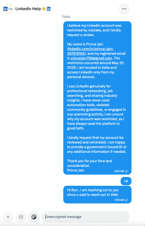 Quantitit's tweet photo. No one is replying in Twitter DM's  @LinkedInHelp @LinkedIn https://t.co/SKYrZ1lXlr