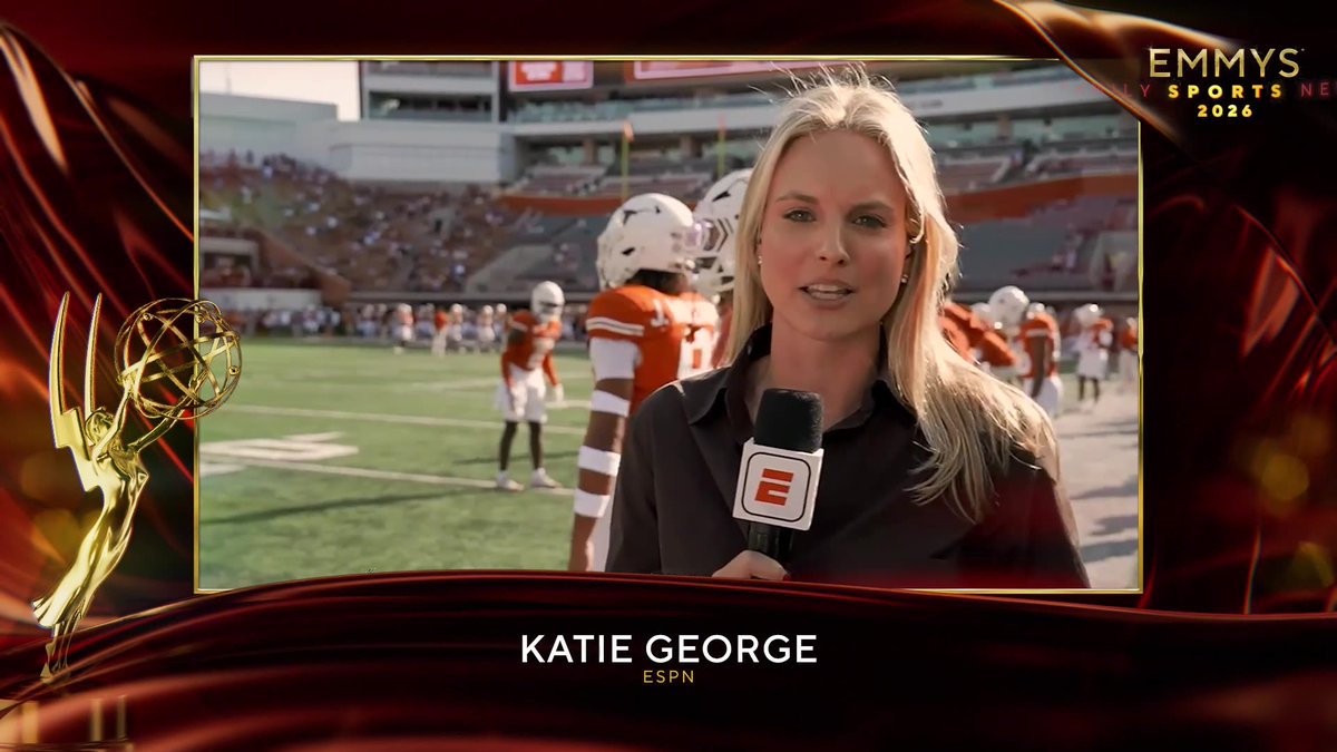 sportsemmys's tweet photo. The #SportsEmmys Award for Outstanding Sports Personality: Emerging On-Air Talent goes to Katie George @Katie_George05 (@espn). https://t.co/cgNBk1jtgG