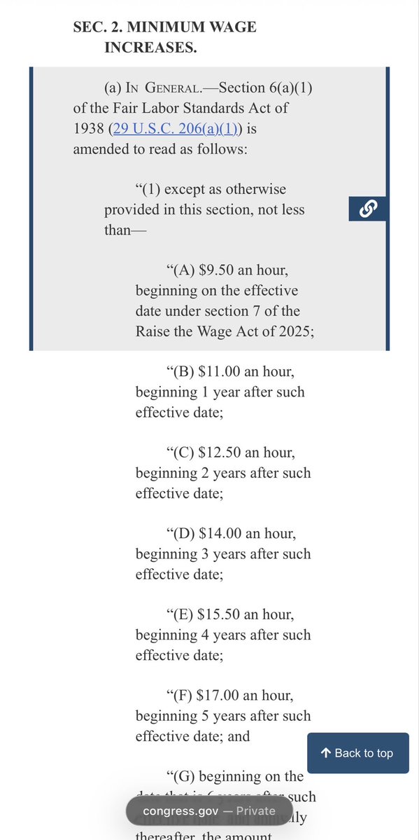 MoForCongress's tweet photo. The Raise the Wage Act would increase the federal minimum wage from $9.50 to $17/hour over 5 years. (HR 2743)

Virginia’s MW is already scheduled to rise from $12.77 in 2026 to $15/hour by 2028, with future inflation adjustments.

 @RepDonBeyer plz sign H.R. 8555: $12-$25 by 2031 https://t.co/w0YAENvw7Y