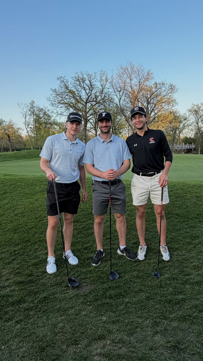 PGCougars's tweet photo. The Manitoba Boys! 🏌️‍♂️

Jett Lajoie hit the golf course with two of the best Cougars alumni in Zac Funk and Hudson Thornton! https://t.co/cSrlBlWb8c