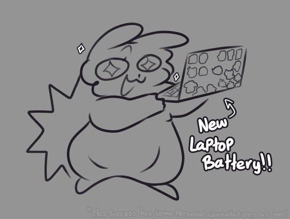 Koichuu_'s tweet photo. Nobody cares but I WAS FINALLY ABLE TO AFFORD A NEW BATTERY FOR MY LAPTOP

now it can be used as one again :'D https://t.co/aYLeyVlOZL