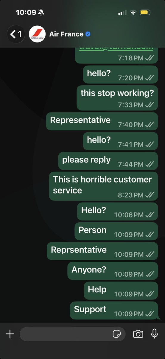 brentrt's tweet photo. And it’s not just your iMessage service that is trash, it is also your WhatsApp. 

(And yes, I tried calling and sat on hold for way too long before giving up there too.) https://t.co/wM6Tr6ebL7