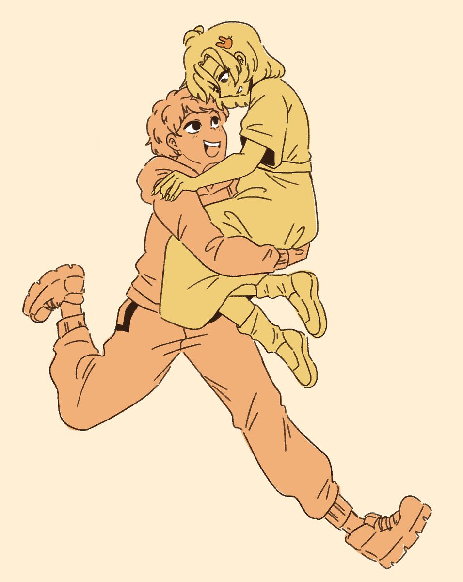 hummuskingclyde's tweet photo. [ MitsuMagu ] no matter how often mitsuru carries maguro she's always flustered!!! 🧡💛 https://t.co/XbK9fE8CdI