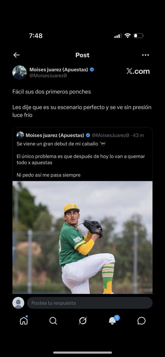 Alex7qkss's tweet photo. @MoisesJuarez0 Porque lo borraste bro yo creo q aun asi hace los 5 lo van aguantar porque ayer usaron su bullpen https://t.co/KLL3jXEFkY