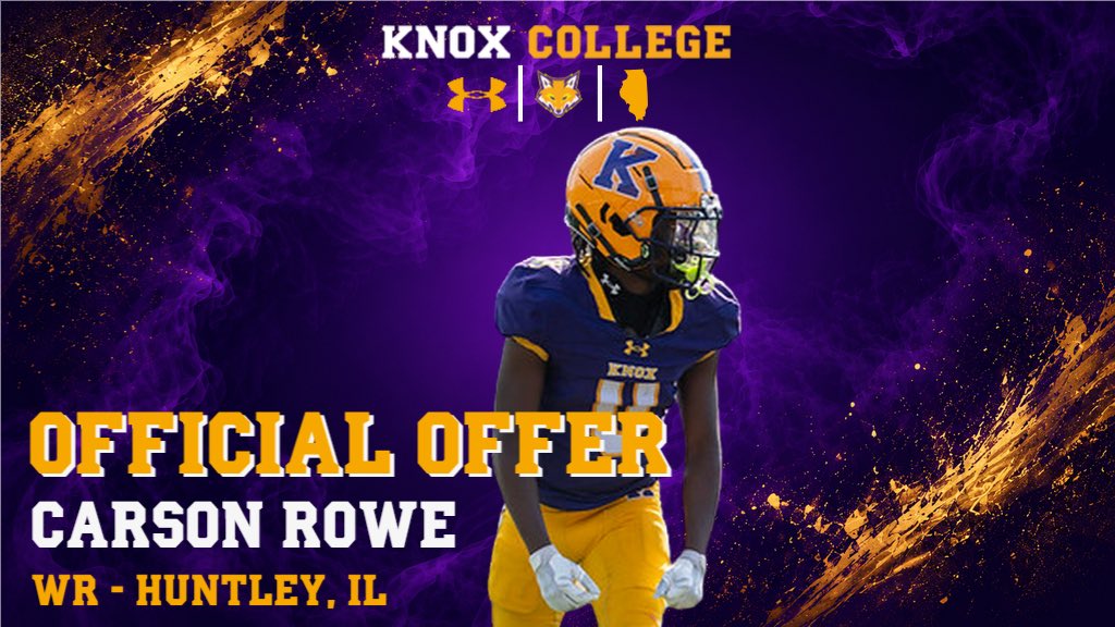 CarsonRowe2027's tweet photo. After a great phone call with @CoachDoughtyp i’m blessed to received an offer from @FB_KnoxCollege 🟣🟡!!! https://t.co/0wQRHCy8KS