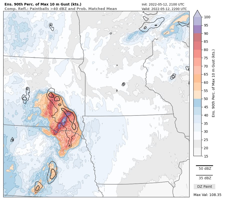 NStewWX's tweet photo. @skydrama Only product I've found I liked similar to this was the way WoFS shows severe 90th percentile gusts. Looks good! https://t.co/eu87kInrRT