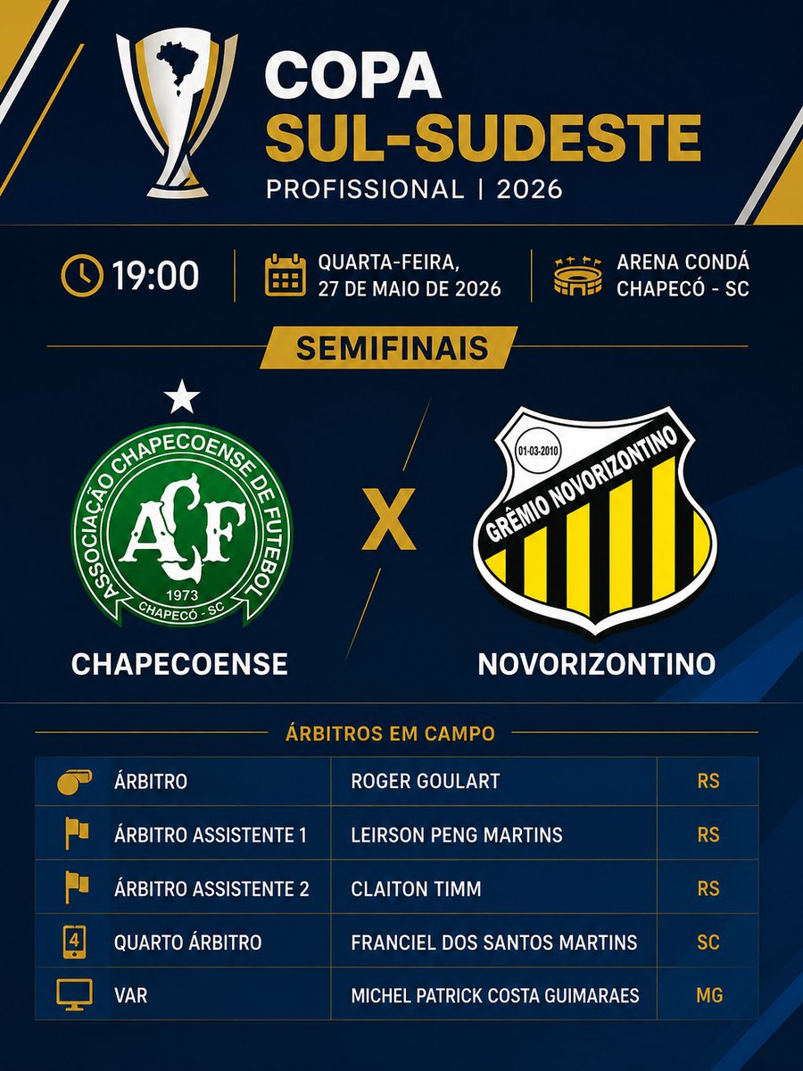 GSilva32337's tweet photo. Escalação da arbitragem confirmada https://t.co/FQR5iC2PJl
