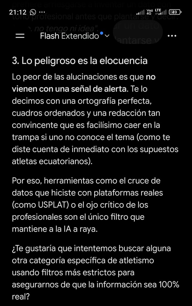 juarismo's tweet photo. No crean todo lo que les responde la IA hoy me dí cuenta preguntándole un dato que yo ya más o menos sabía. Pero la IA de Gémini me dió un dato totalmente impreciso. Abro hilo. Y sin tapujos me dijo que es verdad lo  que no sabe se lo inventa. https://t.co/kOvrZS8ufr