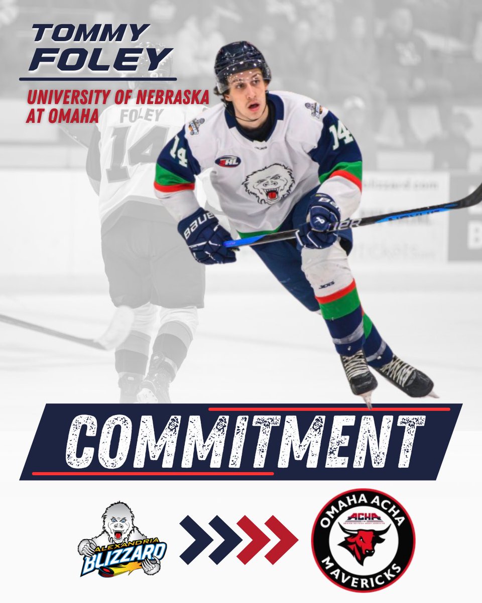 AlexBlizzard's tweet photo. 🚨 COMMITMENT ALERT 🚨 

Congratulations to Blizzard Forward Tommy Foley, on his commitment to the University of Nebraska Omaha Mavericks! ❄️➡️🐂 https://t.co/swIbgoRAqU