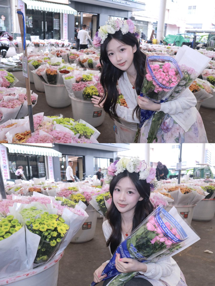 CreamLullabyYu's tweet photo. 美女对好看的花🌹 没有抵抗力😍 https://t.co/89VVpriaI2