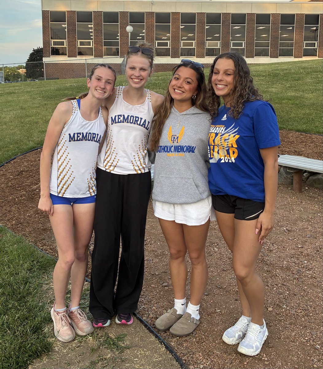 CMHGirlsTrack's tweet photo. Ending the night with a season best time and a second place finish in the 4x4! Special thanks to alum and members of the 2025 school record setting 4x4 Arianne and Analena for cheering us on! https://t.co/XSeepFB733