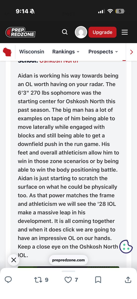 flanigan_a68482's tweet photo. Thank you @PrepRedzoneWI and @MJ_NFLDraft for another write up!
Im ready to work hard in the off season for a breakout year!!! @OrryHellenbrand @NWahlScouting https://t.co/gUVuEsAvFt