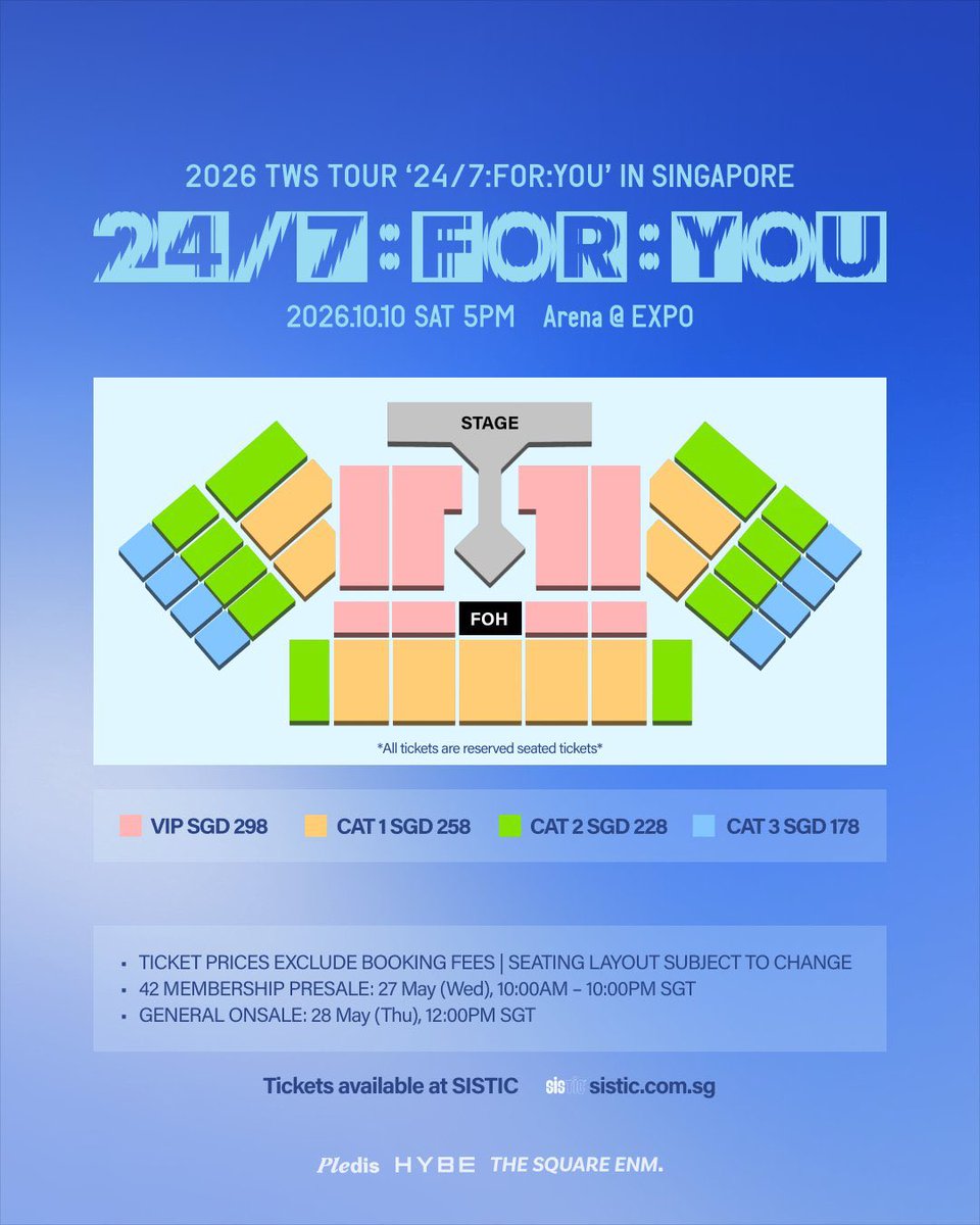 aisha_mrspo's tweet photo. #WTS - 2026 TWS TOUR ‘24/7 : FOR YOU’ in SINGAPORE

▪️2x CAT2 tickets 

Side by side
Interfans can also buy

DM to buy📩

#TWSinSG #TWSinSINGAPORE #247FORYOU_IN_SINGAPORE https://t.co/SJYPEUAEph