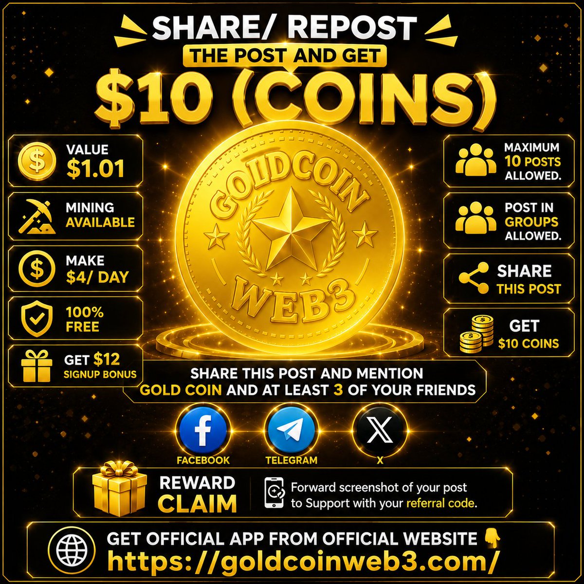 GOLD_COIN_WEB3's tweet photo. Top Offer for All Miners
Validity till 06-06-2026 https://t.co/60Orva98QA
