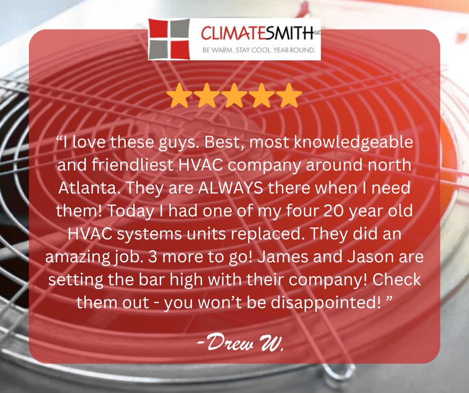 ClimateSmith's tweet photo. Thank you for the 5 star review Drew! 

#testimonailtuesday #climatesmith https://t.co/QWJFF7OFlF