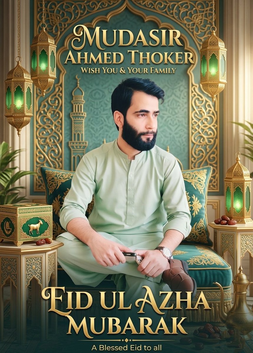 mudasirthoker01's tweet photo. Eid ul-Adha Mubarak 

May Allah accept our sacrifices, forgive our shortcomings, and bless us with peace, barakah, and hearts closer to Him. Ameen https://t.co/ioAx3B7feK