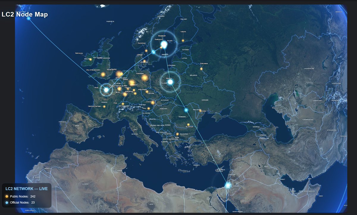 LitecoinII's tweet photo. 🌍 The new LC2 Global Node Map is now live!

Track the LitecoinII network in real-time with:
⚡ Public nodes
💠 Official backbone routes
🌐 Global infrastructure visualization
📡 Live network signal effects

https://t.co/uvy1ImKW5z

#LitecoinII #LC2 #Blockchain #Crypto2 https://t.co/WNWdZhtV2a