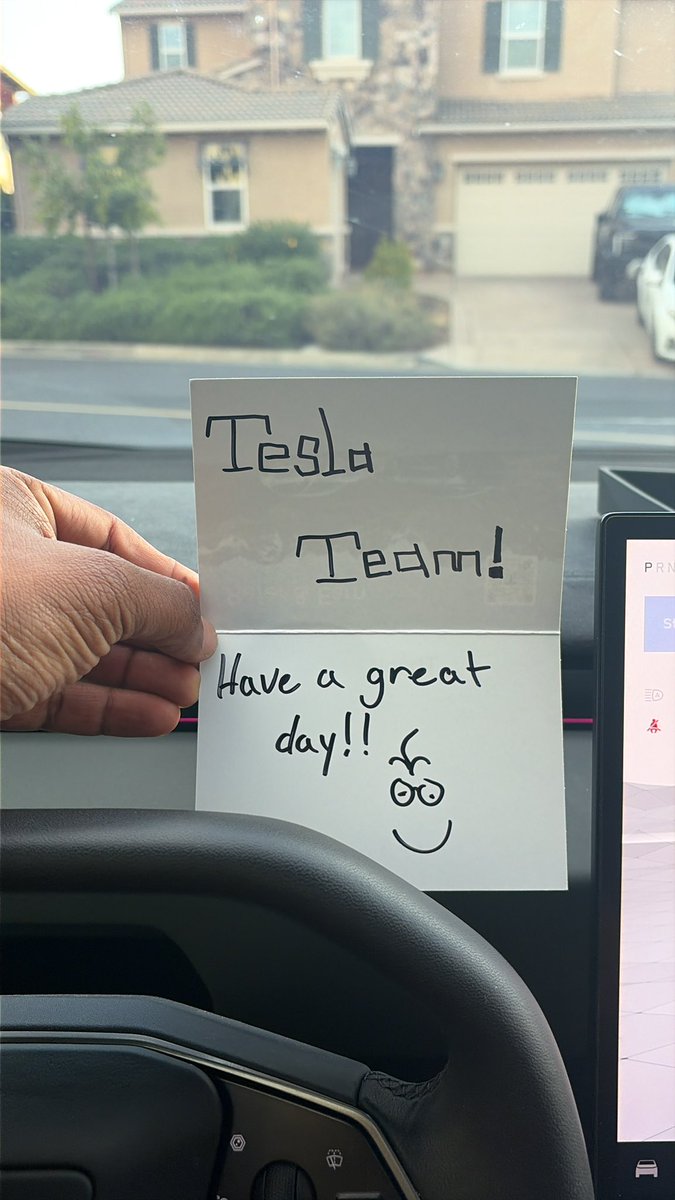 Rathanuday's tweet photo. Picking up car from tesla service center, it’s a cute kind gesture.. #tesla #elonmusk #cybertruck @elonmusk @Tesla https://t.co/TBZViNSXRY