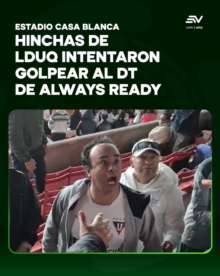 ecuavisa's tweet photo. 📌 #LoMásLeído | El fútbol ecuatoriano sigue siendo un foco de violencia en las gradas, después de que un grupo de hinchas de Liga de Quito insultó con frases racistas e intentó golpear al DT de Always Ready durante el duelo por la Copa Libertadores. 📲 https://t.co/HRbBktBgyp

#EcuavisaSports