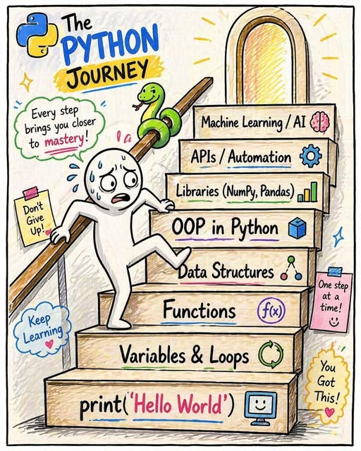 PythonDvz's tweet photo. The Python Journey https://t.co/rHij57j9sg