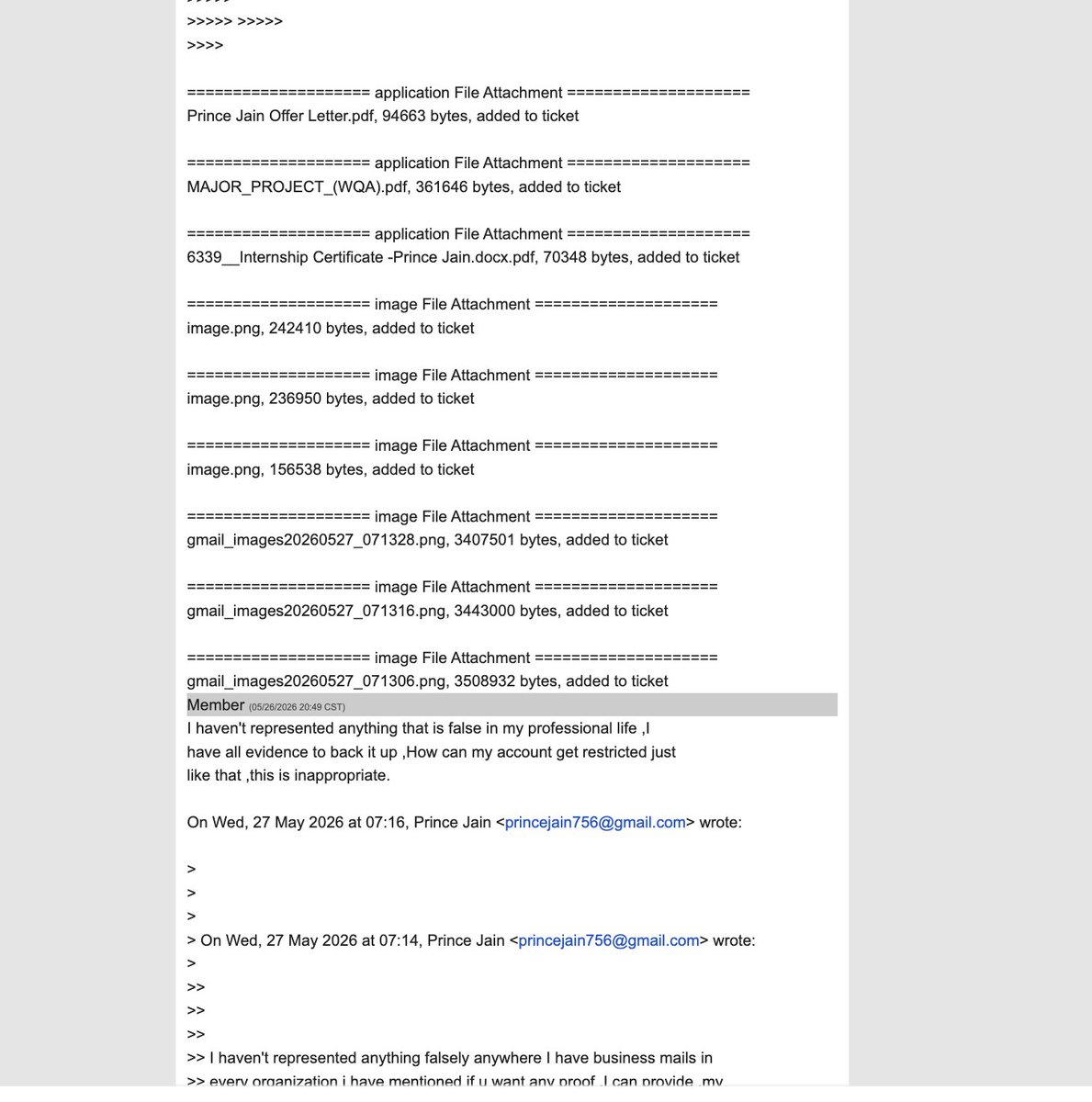 Quantitit's tweet photo. This is what @LinkedInHelp @LinkedIn told me after I already submitted all my professional proof by email to their associate consultant. Instead of giving a proper human review, they gave me the same closed-loop response saying my account will remain restricted and that social support can’t assist further. Basically, LinkedIn support asks users to DM publicly to look active then gives the same generic reply and asks to communicate in email , but the issue goes nowhere, the appeal gets rejected without proper explanation, and genuine professionals are left unable to share their own profile with clients. This is unfair, frustrating, and damaging to my work. I need a real escalation, not copy-paste replies. 

As u can see i have already shared all my identity and experience records with them already still they have rejected my claim ,Imagine if someone by mistake isn't able to provide it , no point of imagining as we will be in same state anyways regardless or evidence being present or not .
#LinkedInHelp #LinkedInSupport #LinkedInRestricted #FalseRestriction #AccountRestriction #LinkedInAppeal #CustomerSupportFail #PlatformAccountability #DigitalRights #LinkedInIndia #TechSupportFail #ProfessionalNetwork #AccountRecovery #SocialMediaSupport #noaccountability
