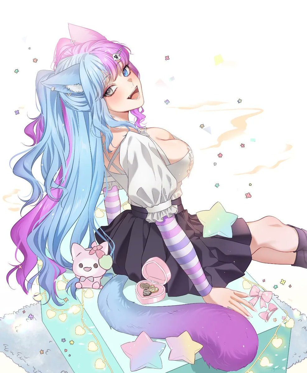 Digi_Kat_'s tweet photo. @Shirokobo Hi hi I'm Digi Kat!! I'm a bakeneko vtuber who loves all things spooky 👻 💙💜 https://t.co/ZyYfAVaD8l