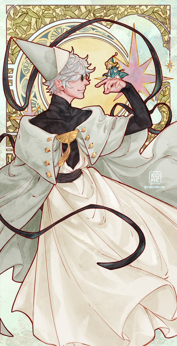 xiaomikome's tweet photo. Did a study of Art Nouveau style with Qifrey as my muse (*^▽^*)
#qifrey #witchhatatelier https://t.co/7WESvhLwjM