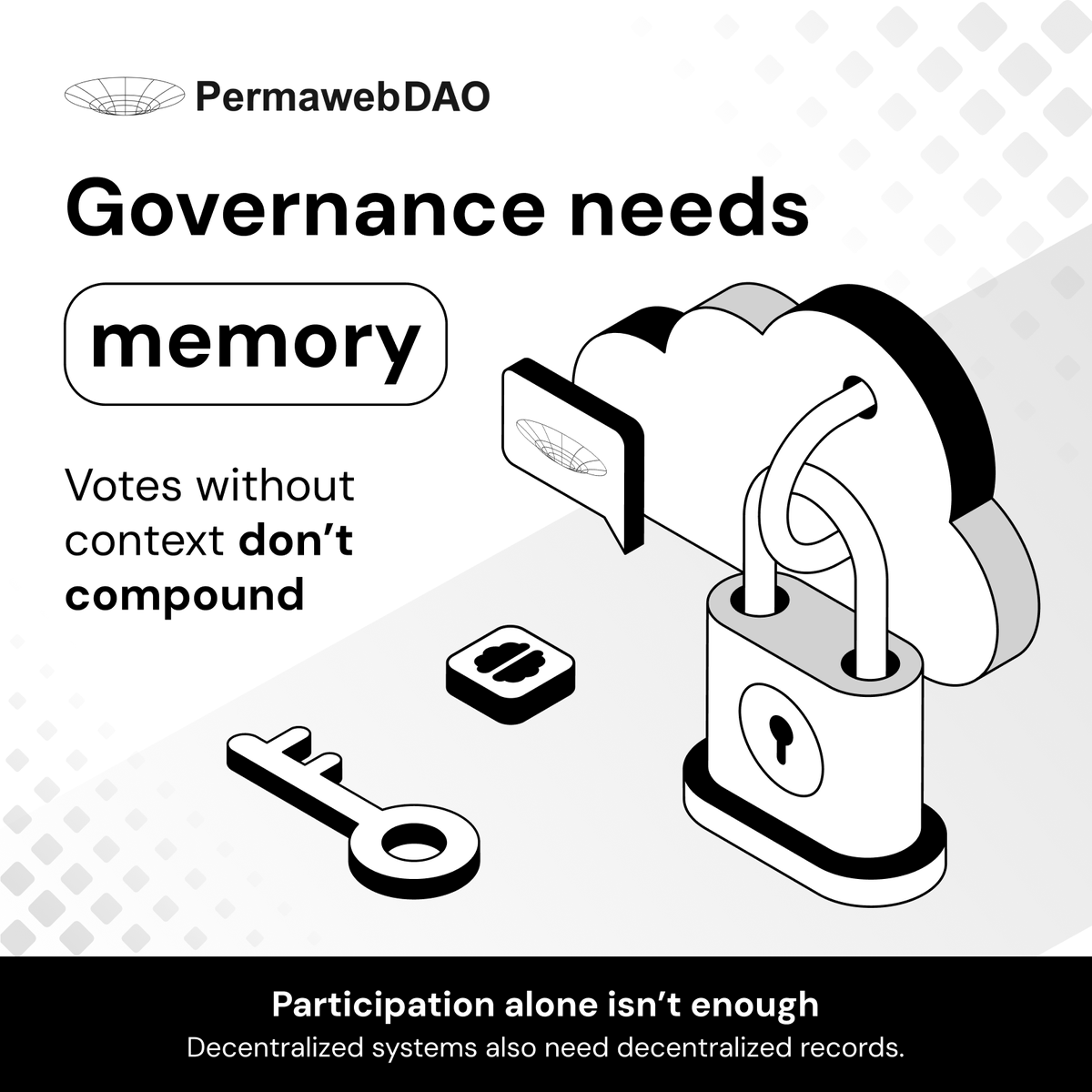Permaweb_DAO's tweet photo. A governance system is only as durable as its memory.

Votes alone are not enough. Decisions need context, reasoning, and a way to trace how conclusions were reached over time.

Without that continuity, governance becomes fragile. Discussions repeat, accountability weakens, and institutional knowledge slowly disappears between cycles of contributors.

Decentralization is not just about who can participate.

It’s also about who controls the historical record those participants rely on.