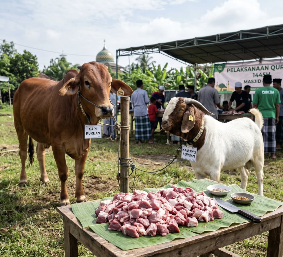chaanrises's tweet photo. *Rahasia di Balik Daging Qurban Alot & Bau*

Pernah gak dapat daging qurban yang pas dimasak rasanya alot banget mirip sandal jepit, plus baunya prengus minta ampun?  😩🥩
Secara ilmiah, ternyata ada alasan kenapa daging qurban sering kali lebih keras dibanding daging supermarket. Yuk, kita bongkar rahasianya di thread ini! 👇