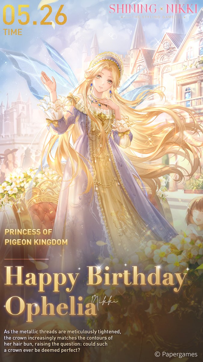 ShiningNikki_SN's tweet photo. ✨Birthday Message✨
Today is Ophelia's birthday!

She played the familiar music piece again and again, turning all the hidden matters of the heart, the beautiful and joyful memories into melodies.
Let the notes flowing from her fingertips fly out of the palace for her instead.

>>>Download Game: https://t.co/cdllzGS8rJ

#ShiningNikki #Papergames