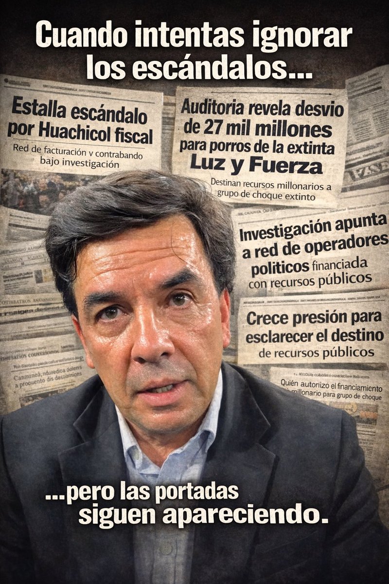 avieu's tweet photo. Jesús Ramírez habla de “verdad” y de supuestos adeudos fiscales, pero evita responder por los señalamientos que lo vinculan con empresas fantasma como Benefak S.A. de C.V., utilizada para imprimir Regeneración y posteriormente catalogada por el SAT como empresa fantasma. 

También carga con acusaciones sobre desvío de recursos destinados a ex trabajadores de Luz y Fuerza y presuntos vínculos con operadores del huachicol fiscal.

Muy rápidos para señalar desde el poder… pero extremadamente incómodos cuando les recuerdan los escándalos, contratos y operadores que rodearon al obradorismo.