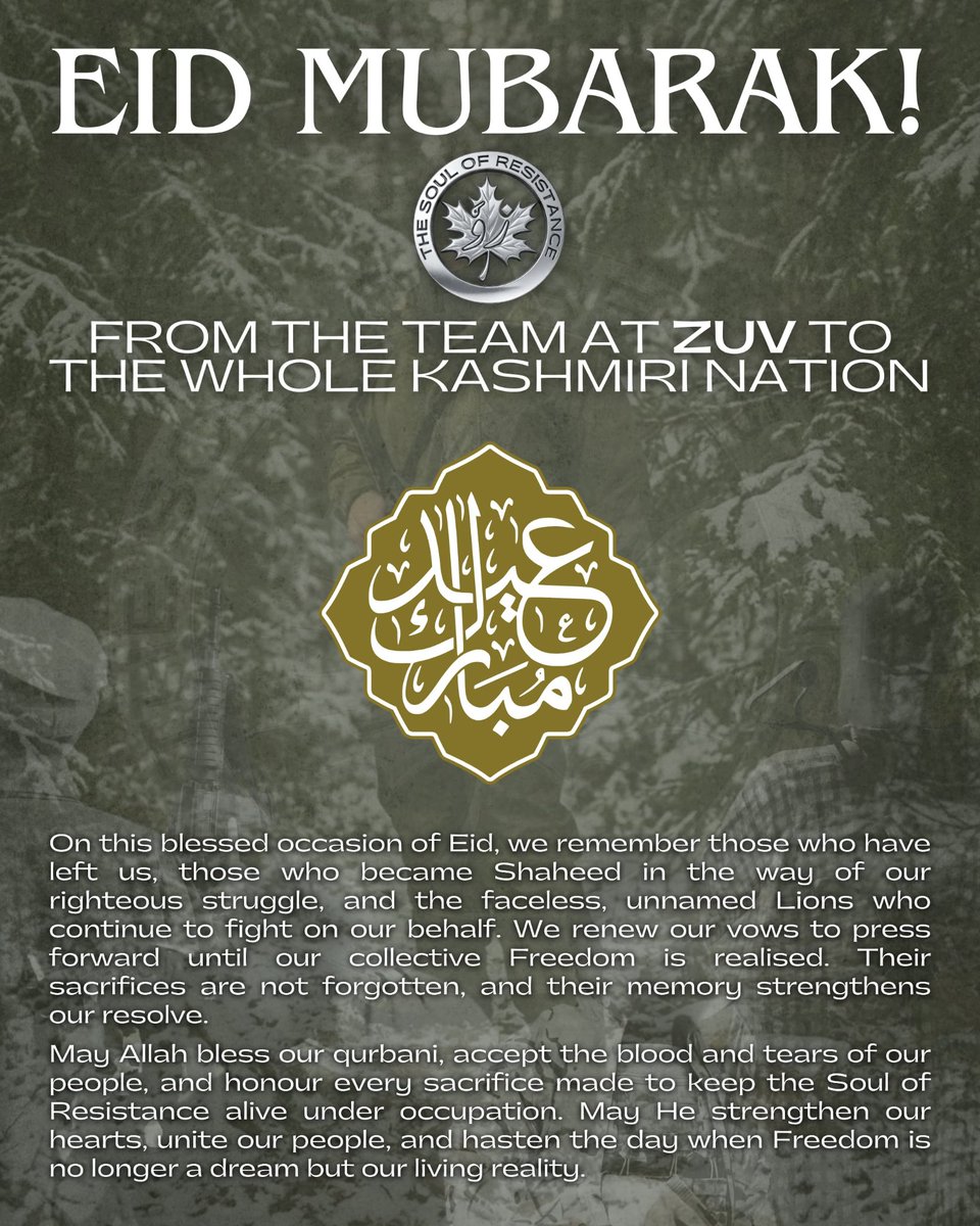 ZuvOfficial25's tweet photo. Eid Mubarak....
#ZuvTheSoulOfResistance
#AhmedSalaar
#ResistToExist https://t.co/bLsjPZD8Hj
