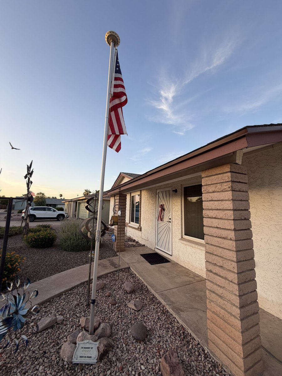 AndrewSypher's tweet photo. Today may not be primary day in Arizona, but the little things matter to get the right results for when primary day does arrive!

Thanks to @TPUSA, many of my neighbors have new flags to fly on their flagpoles and are registered to vote. https://t.co/epJmLZ4XNJ