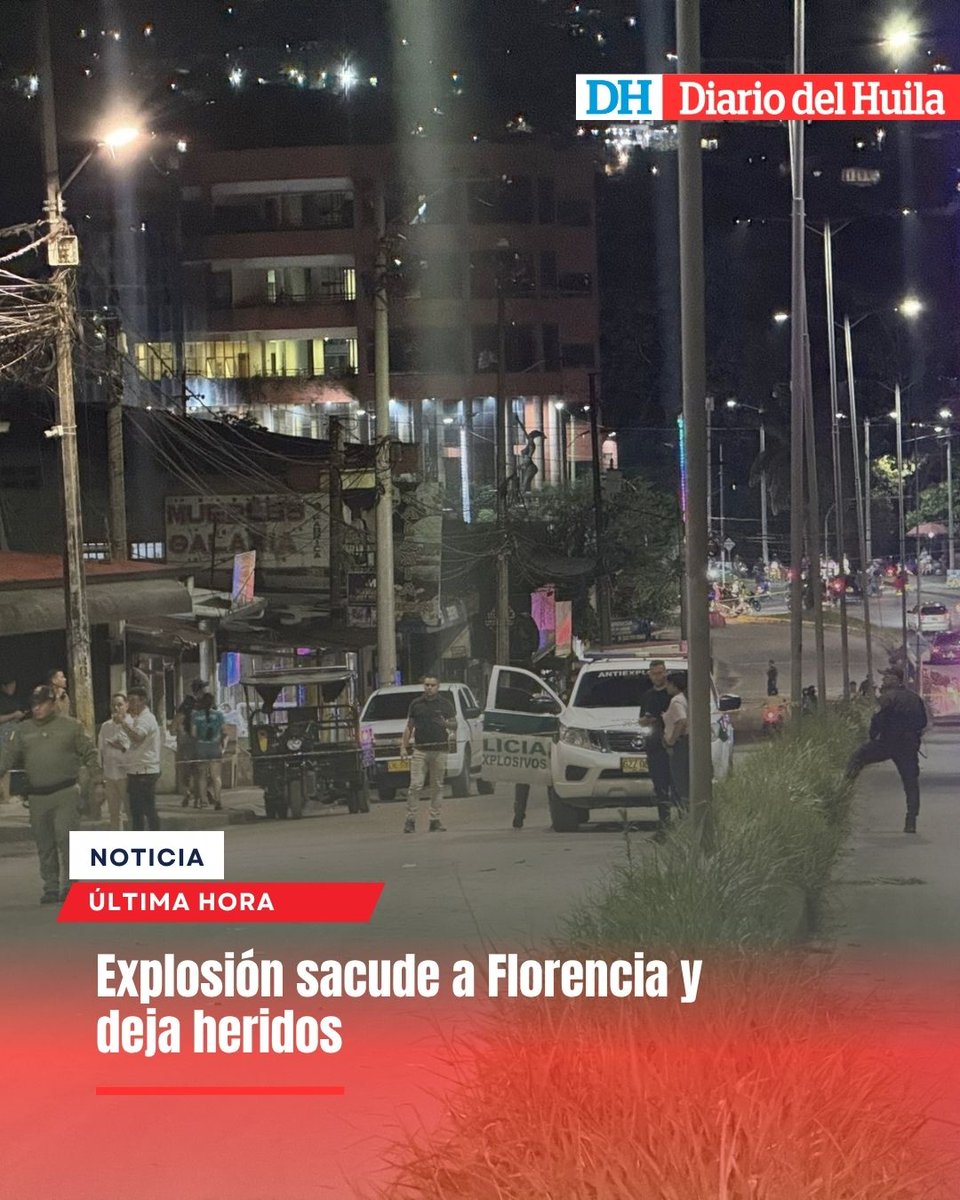 diariodelhuila's tweet photo. 🚨 Última hora: nueva explosión sacude a Florencia y deja heridos

Las autoridades confirmaron que dos policías y un menor de edad resultaron heridos tras una explosión registrada en la avenida Circunvalar de Florencia durante las últimas horas.

El hecho ocurrió menos de un día después de otro ataque con explosivos contra un supermercado del barrio Versalles, aumentando la tensión y la preocupación por la seguridad en la capital del Caquetá.

⚠️ Noticia en desarrollo

#Florencia #Caquetá #ÚltimaHora #Actualidad