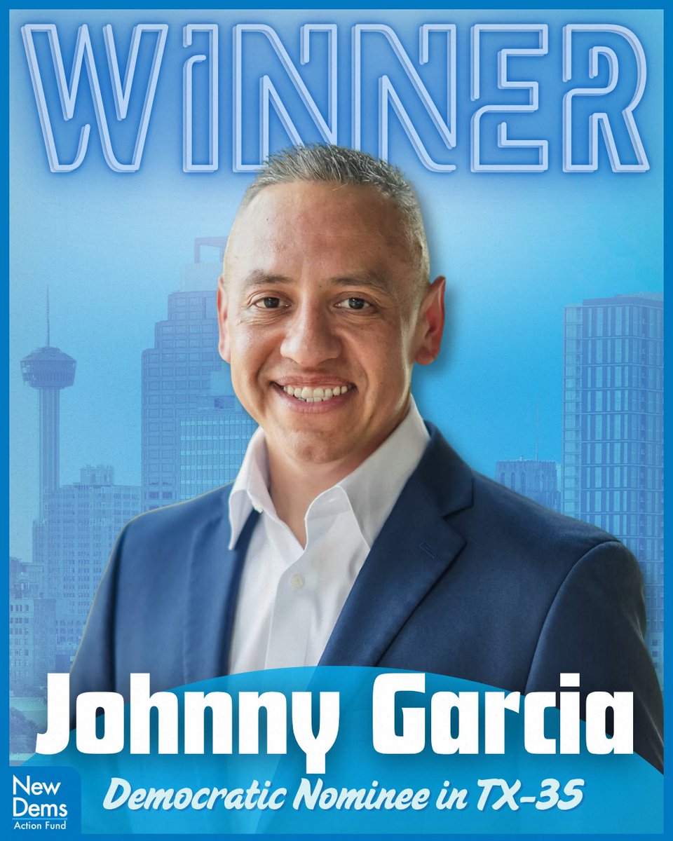 VoteNewDems's tweet photo. Congratulations to @johnnygarciatx on his runoff win!

Republicans thought they could rig this race — they were wrong.

Next stop November. Let's go! https://t.co/UCaJonB0lO