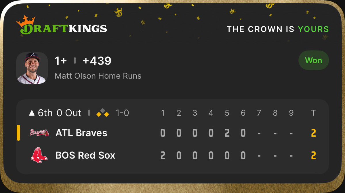 337picks's tweet photo. happy dinger Tuesday ☄️☄️☄️

Matt Olson x Jesus Sanchez +3425 homerun parlay &amp; straights ✅

Samuel Basallo +386 homerun straight ✅

catch more of my plays here in @337picks discord: https://t.co/0q0fwMSFCn

#mlb #sportsbettingx #gamblingx #draftkings #homerun #parlay #dingers https://t.co/oNSlzcvFtU