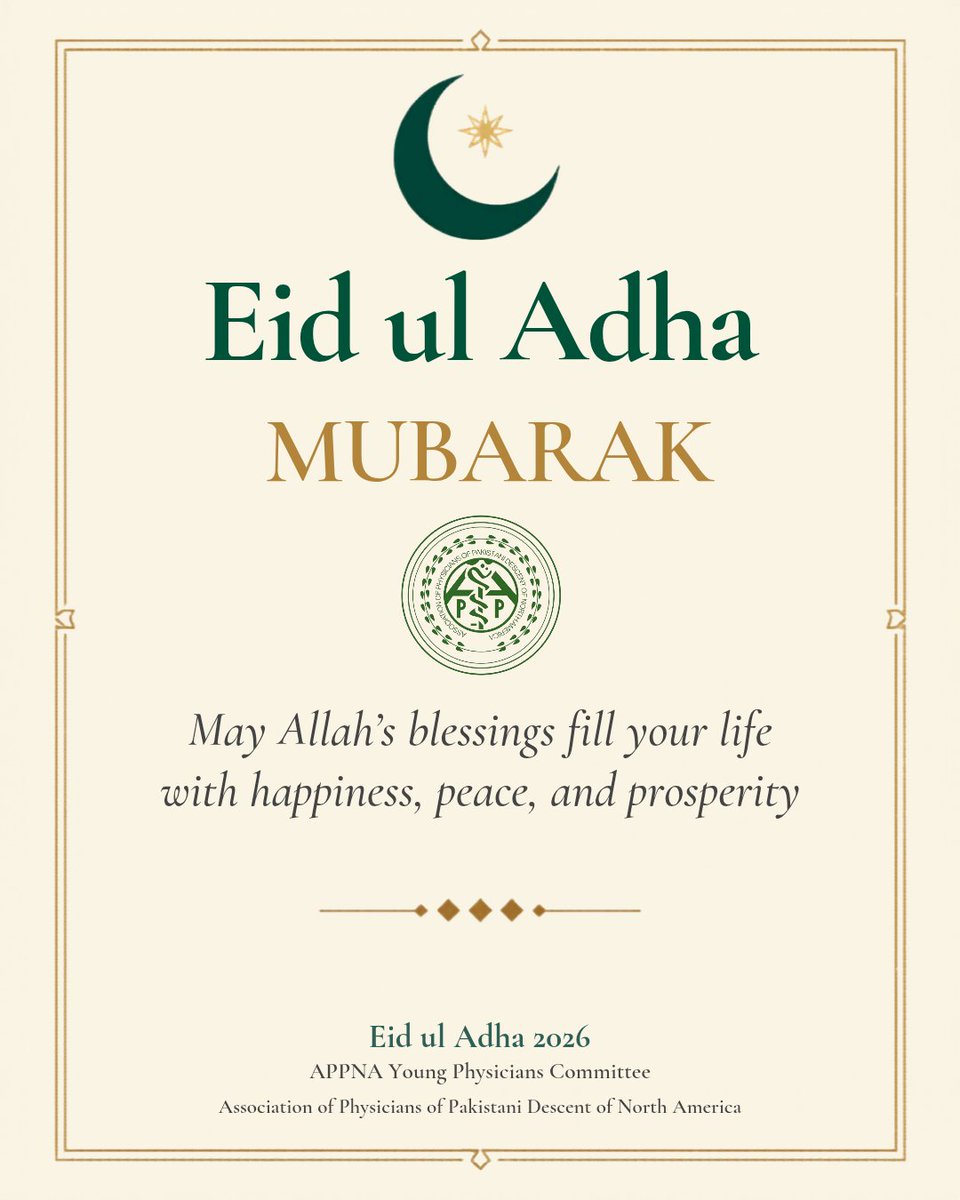 appnaypc's tweet photo. Eid ul Adha Mubarak from @APPNA  YPC 

May this blessed Eid bring peace, happiness, and countless blessings to you and your loved ones. May the spirit of sacrifice inspire compassion, unity, and service to humanity.

#EidulAdha2026 #APPNAYPC https://t.co/2OixFy2mXe