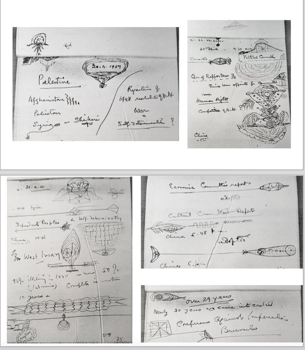 ShubhangaP's tweet photo. Nehru doodling and scribbling during Bangdung 1955. Wonderful article by @vineet1232.  https://t.co/d36n1ACUqc https://t.co/qoQbaqu9IG