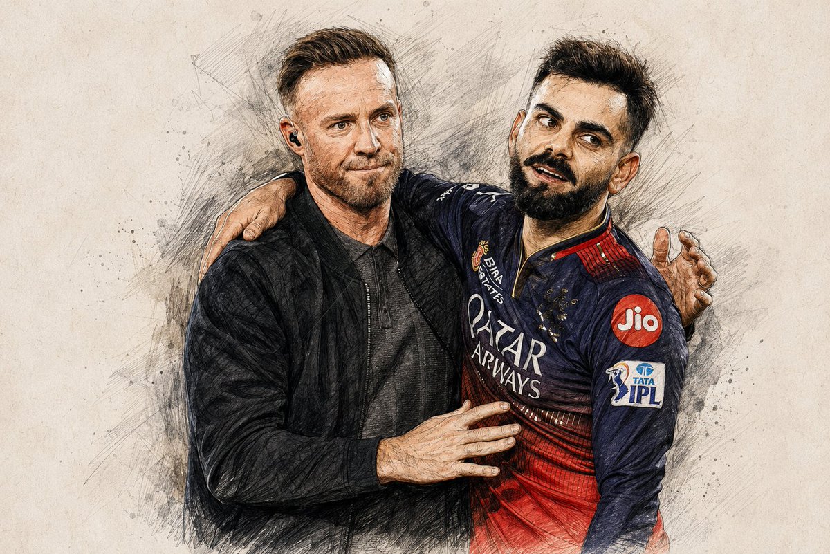 SuvoSpace's tweet photo. Some bonds are bigger than the game. 🖤🏏
Legends. Respect. Brotherhood.

#ViratKohli #ABdeVilliers #RCB #KingKohli #ABD #IPL #Cricket #SketchArt #DigitalArt #RCBFans

@imVkohli @ABdeVilliers17 @RCBTweets https://t.co/8NElInRTr6