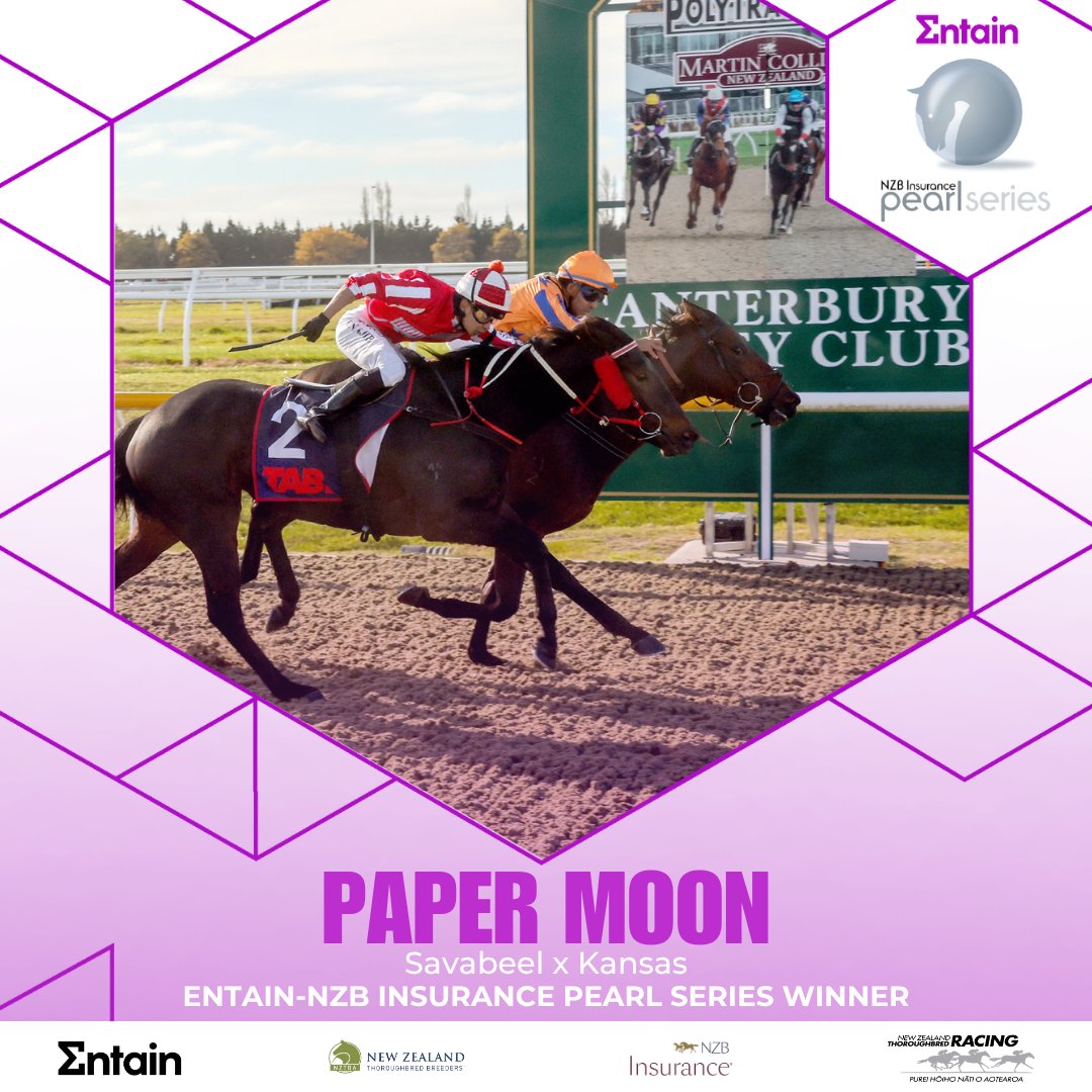 NZTBA1's tweet photo. 🟣⚪️ Pearl Series Winner ⚪️🟣

Congratulations to the connections of Paper Moon and trainers Mark Walker &amp; Sam Bergerson on their victory in the NZB/Entain Pearl Series F&amp;M Mdn 1200m at Riccarton earlier today!👏

An exciting future ahead for the Savabeel filly 😍 https://t.co/zyxgaE4cbl
