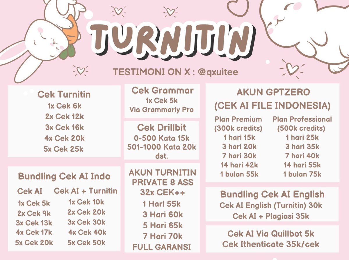 2.500++ TESTIMONI TURNITIN NO REPOSITORY tweet media