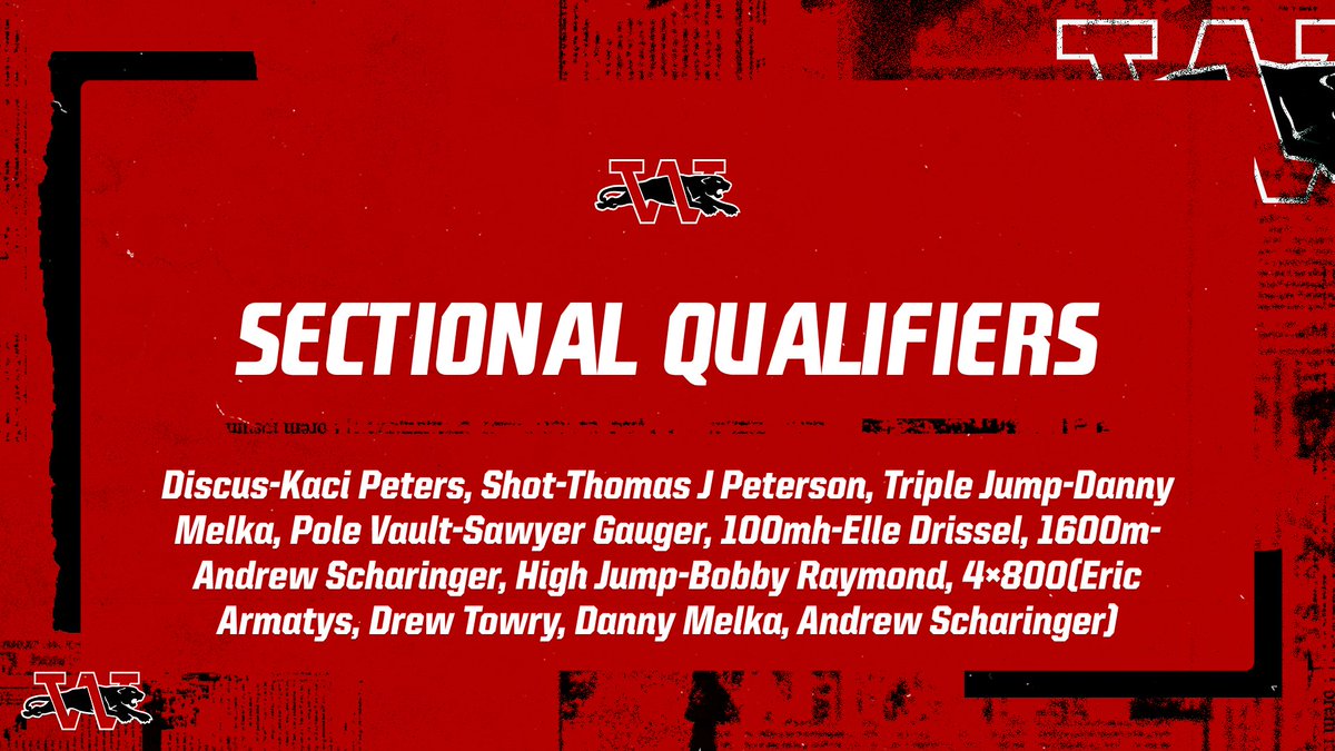 coachsquare's tweet photo. Congratulations to our sectional qualifiers: Kaci Peters, Thomas J Peterson, Danny Melka, Sawyer Gauger, Elle Drissel, Andrew Scharinger, Bobby Raymond, and the 4x800 relay team. Go Panthers! https://t.co/yci4oT66Ee